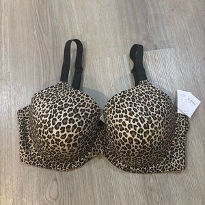 Auden Superstar Leopard Print Bra with Black Straps 40DDD
